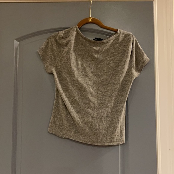 Aqua size large gray short sleeve knot front t shirt - Picture 3 of 3